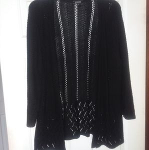 Black Open Knit Cardigan
